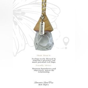 BLESSED Wooden and Glass Pendant Car Fragrance Oil Diffuser Refillable Bottle